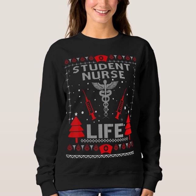 Enfermera estudiantil Vida Navidades feos Sweaters (Anverso)