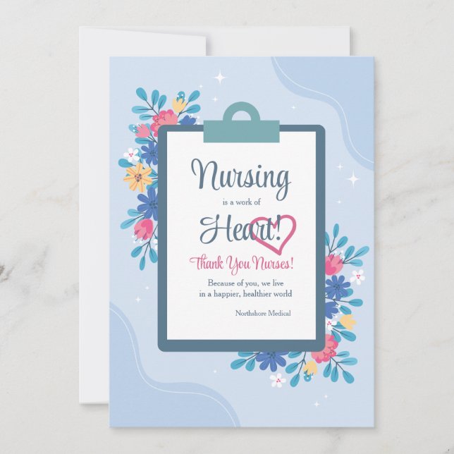 Enfermera Floral Gracias Invitación (Anverso)