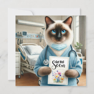 Enfermera Gato con flor con Tarjeta de Mejora Pron