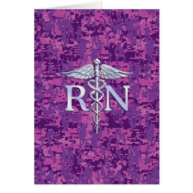 Enfermera inscrita RN Caduceus en camo rosado (Frente)