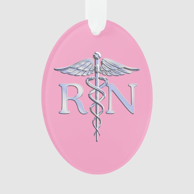 Enfermera inscrita RN Caduceus en decoración rosa  (Anverso)
