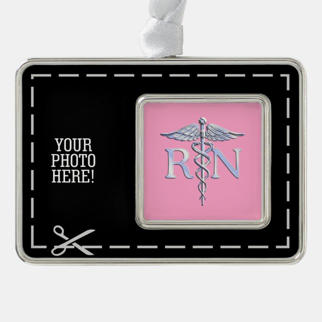 Enfermera inscrita RN Caduceus en decoración rosa (Anverso)