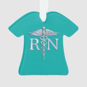 Enfermera inscrita RN Caduceus en decoración turq