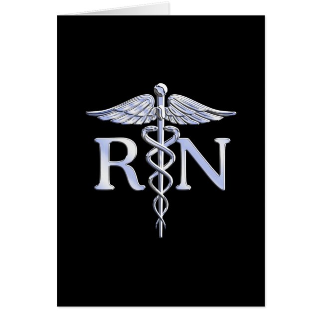 Enfermera inscrita RN Caduceus Snakes Solid Black (Frente)
