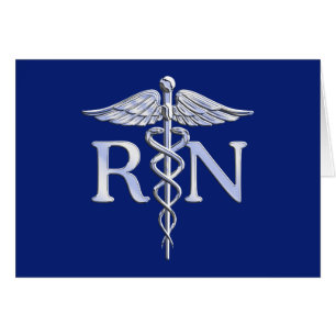 Enfermera inscrita RN Silver Caduceus Navy Blue de