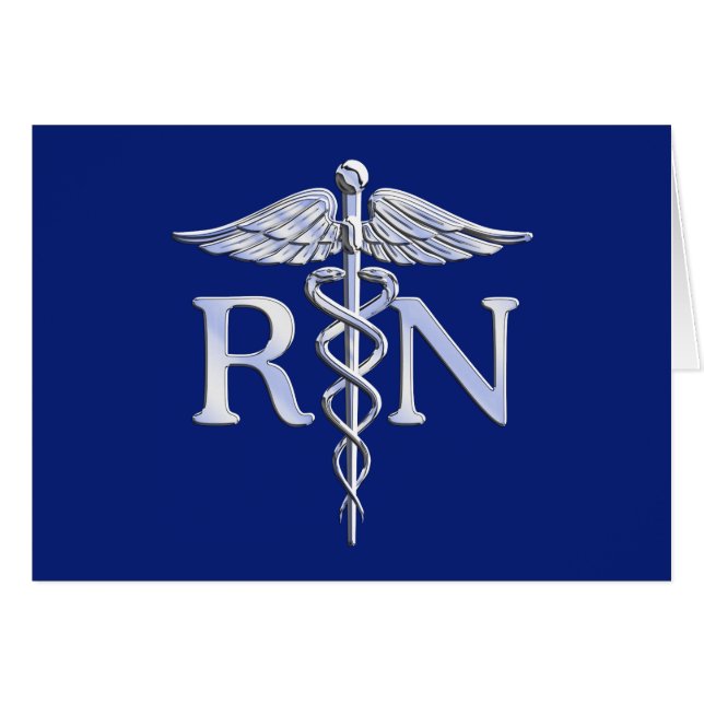Enfermera inscrita RN Silver Caduceus Navy Blue de (Anverso (Horizontal))