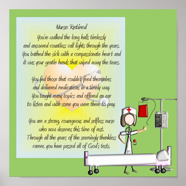 Enfermera jubilada Poster de arte y poema (Frente)