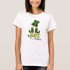 Enfermera, Leprechaun, añada nombre camiseta de mu