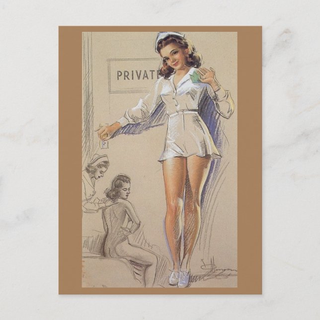 Enfermera maltratada Vintage chica postal (Anverso)