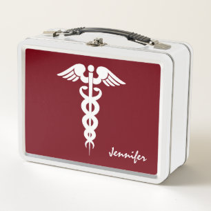 Enfermera Médica Caduceo Médico Blanco Rojo oscu