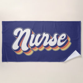 Enfermera negrita Toalla De Playa Retro Azul