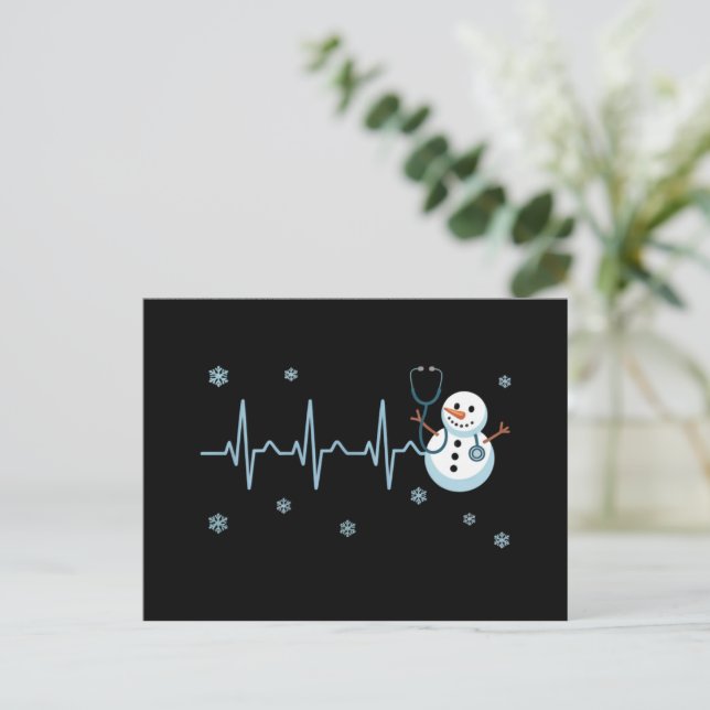 Enfermera Ritmo Cardíaco Muñeco de Nieve Navidad  (Anverso de pie)