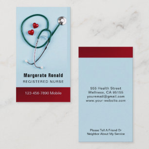 Enfermera RN, LVN, LPN, tarjeta de visita de cuida