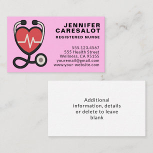 Enfermera RN, LVN, LPN, tarjeta de visita de cuida