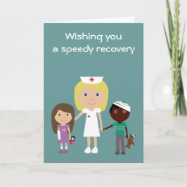 Enfermera y niños Cuidados Cuídate tarjeta