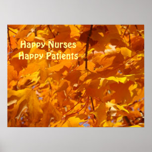 Enfermeras felices pacientes posters hojas de oro