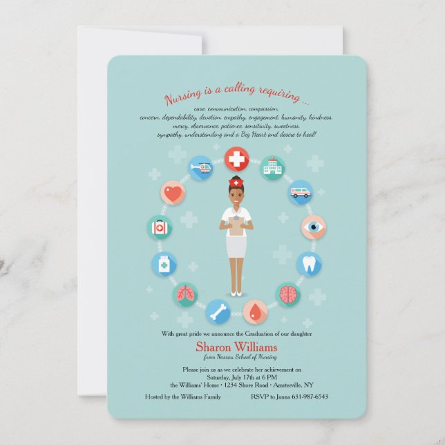 Enfermería es una invitación a graduación de llama (Anverso)
