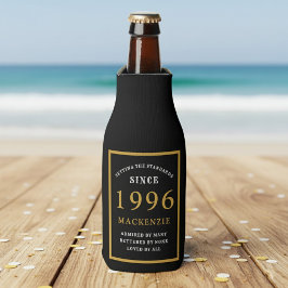 Enfriador De Botellas 30th Birthday 1996 Name Elegant Chic Black Gold