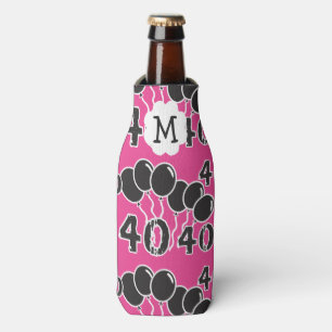 Enfriador De Botellas 40.º cumpleaños Monograma PINK NEGRO personalizado