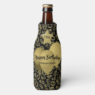 Enfriador De Botellas 40.º Fiesta de cumpleaños patrón oro y negro