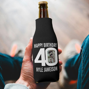 Enfriador De Botellas 40 cumpleaños blanco y negro dos fotos Cooler