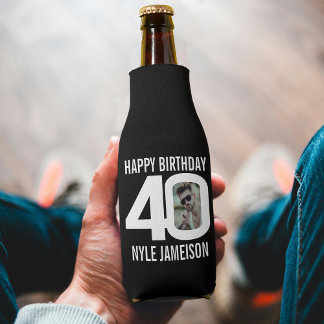 Enfriador De Botellas 40 cumpleaños blanco y negro dos fotos Cooler