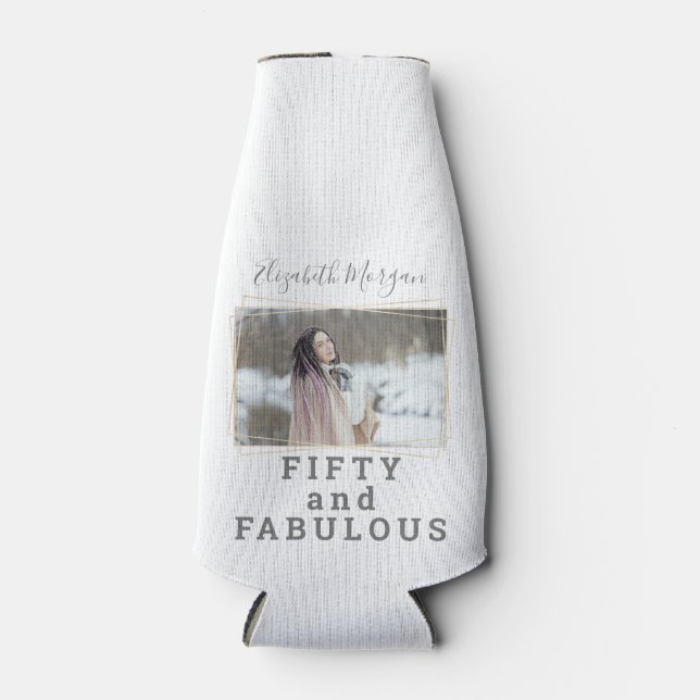 Enfriador De Botellas 50 y fabulosa foto cumpleaños moderno (Anverso)