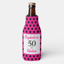 50 y fabuloso negrita rosa con puntos de polka neg
