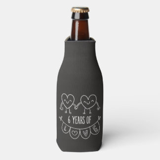 Enfriador De Botellas 6.º Aniversario Gift Chalk Hearts