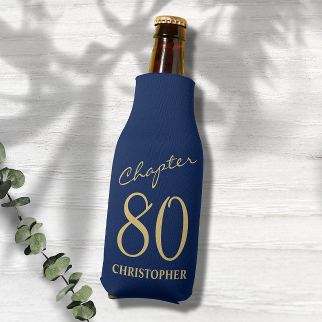 Enfriador De Botellas 80.º cumpleaños Capítulo 80 Oro Azul (Add a touch of class to a loved one's 80th birthday celebration with the Blue Gold bottle coolers.)