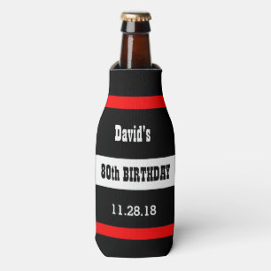 Enfriador De Botellas 80.º cumpleaños negro con Personalizado de marco r