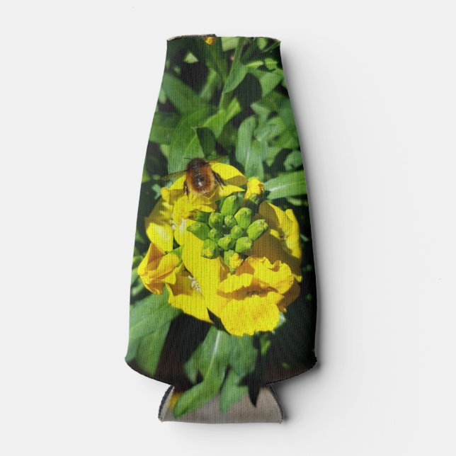 Enfriador De Botellas Abeja a las flores amarillas (Anverso)