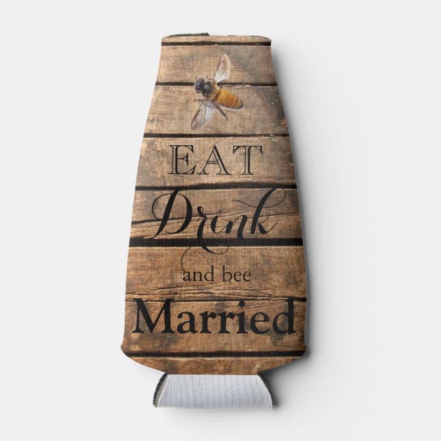 Enfriador De Botellas Abeja clásica de madera de grano rústica con probl (Anverso)