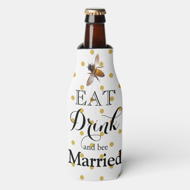 Enfriador De Botellas Abeja de miel - come bebida y bebe casada (Frente de la botella)
