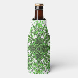 Enfriador De Botellas Abstract Floral Pattern In Black Green On White