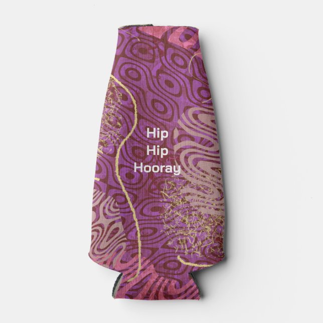 Enfriador De Botellas Abstract Silhouette Art Hip Hip Hooray Birthday (Anverso)