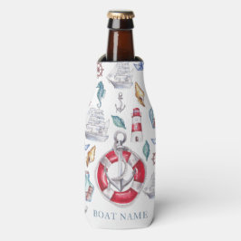 Enfriador De Botellas Acuarela de barco personalizada Nautical