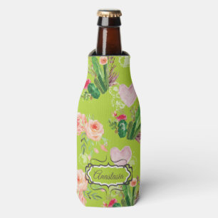 Enfriador De Botellas Acuarela floral Cactus personalizado