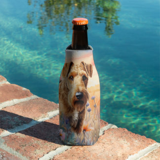 Enfriador De Botellas Airedale Terrier Perro en una Pradera de Flores Si