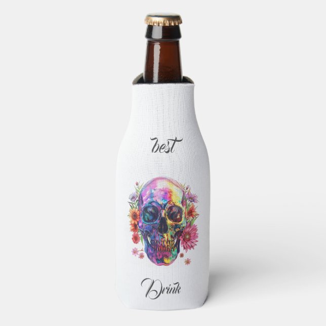 Enfriador De Botellas "Aislador de botellas de cerveza de cráneo cósmico (Frente de la botella)