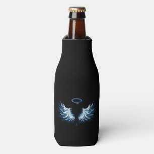 Enfriador De Botellas Alas del Ángel Azul brillante sobre fondo negro