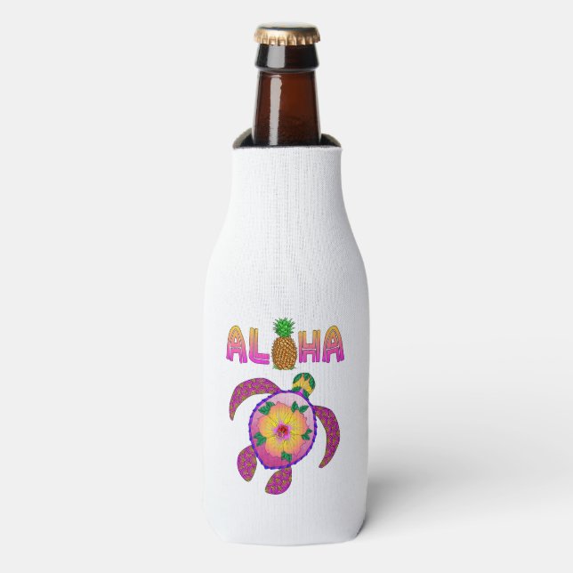 Enfriador De Botellas Aloha Hawaiian Honu Turtle (Frente de la botella)
