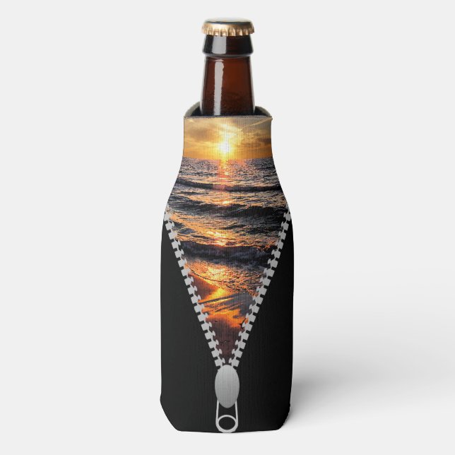 Enfriador De Botellas Amanecer temático de playa (Frente de la botella)