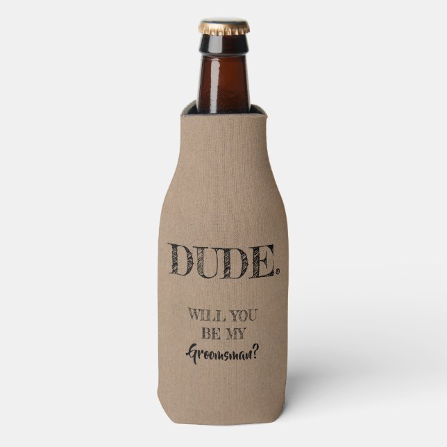 Enfriador De Botellas Amigo - Funny Groomsman Propuesta (Frente de la botella)