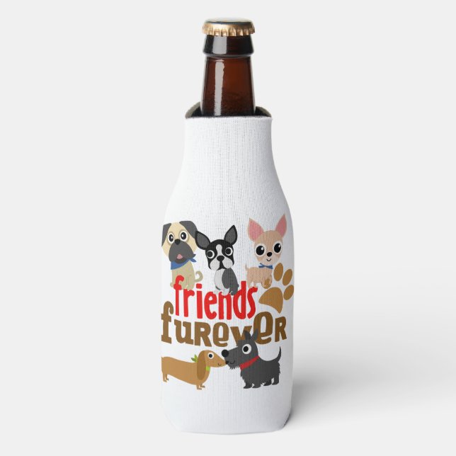 Enfriador De Botellas Amigos Cachorros de perros de Furever (Frente de la botella)