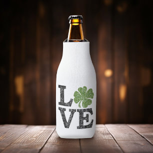Enfriador De Botellas AMOR del día del St Patricks con el trébol