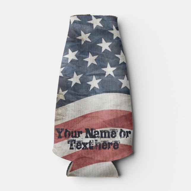 Enfriador De Botellas Anciana Gloria Bandera de Estados Unidos Rojo, Bla (Anverso)