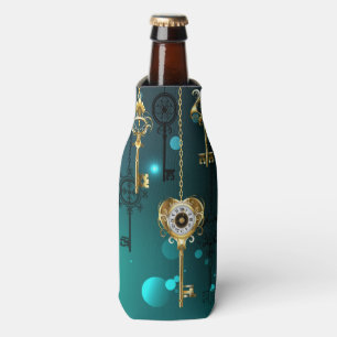 Enfriador De Botellas Antique Skeleton Keys on Green Background