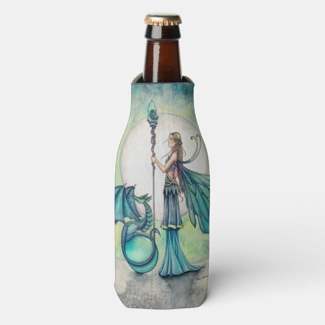 Enfriador De Botellas Aquamarine Dragon Fantasy Fairy Art (Frente de la botella)