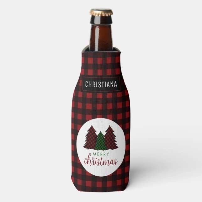 Enfriador De Botellas Árbol de navidad del patrón revestido de navidad (Frente de la botella)